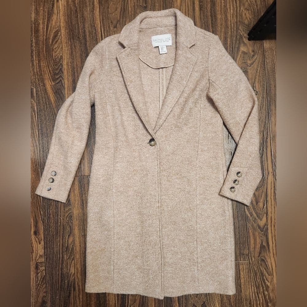 Rachel Zoe Beige Wool Blend Tan Long Coat SZ XS EUC